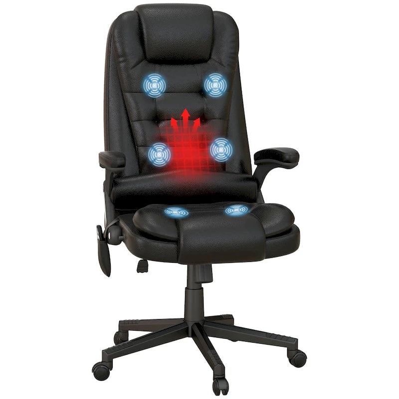 Chaise de bureau de massage vibrant à dossier haut avec 6 points de massage