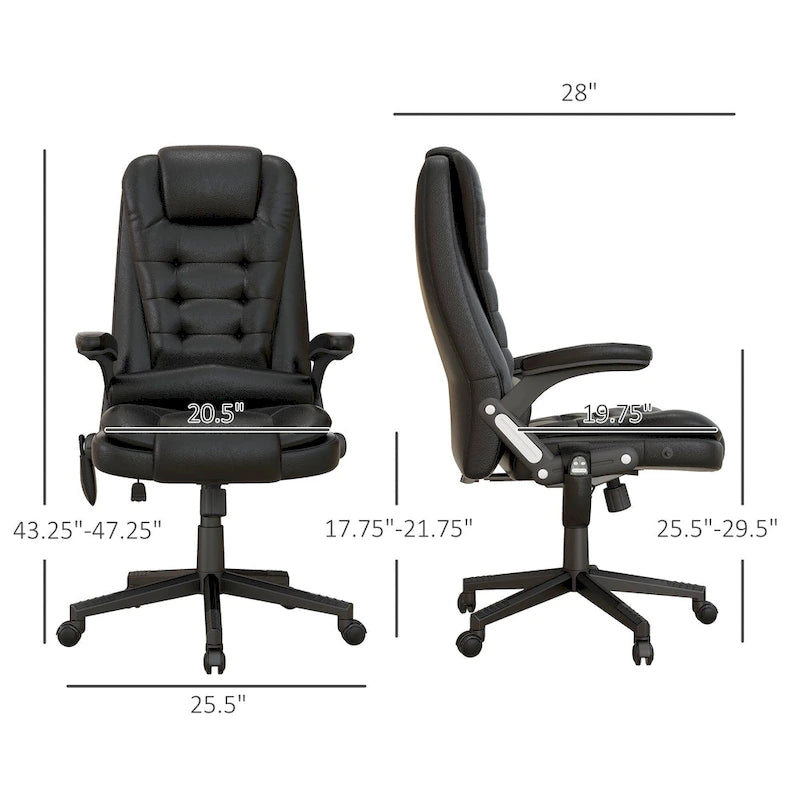 Chaise de bureau de massage vibrant à dossier haut avec 6 points de massage