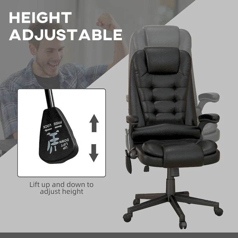 Chaise de bureau de massage vibrant à dossier haut avec 6 points de massage
