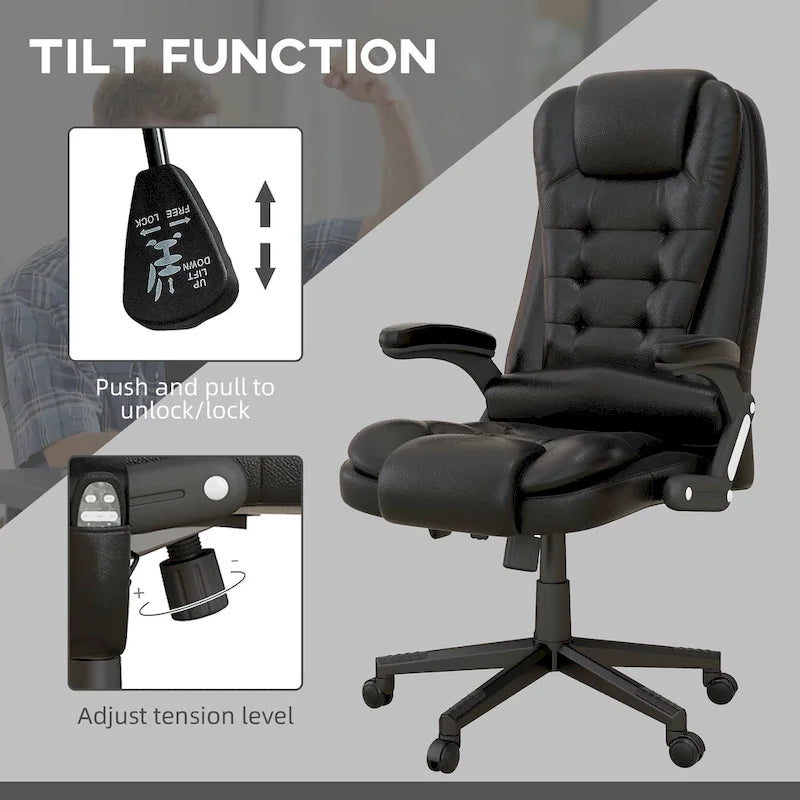 Chaise de bureau de massage vibrant à dossier haut avec 6 points de massage