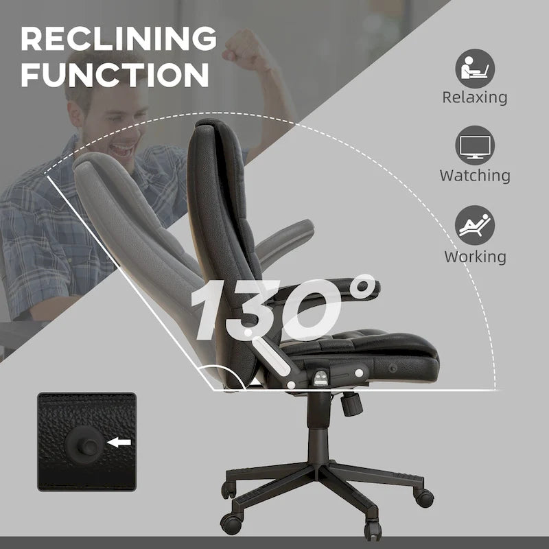 Chaise de bureau de massage vibrant à dossier haut avec 6 points de massage