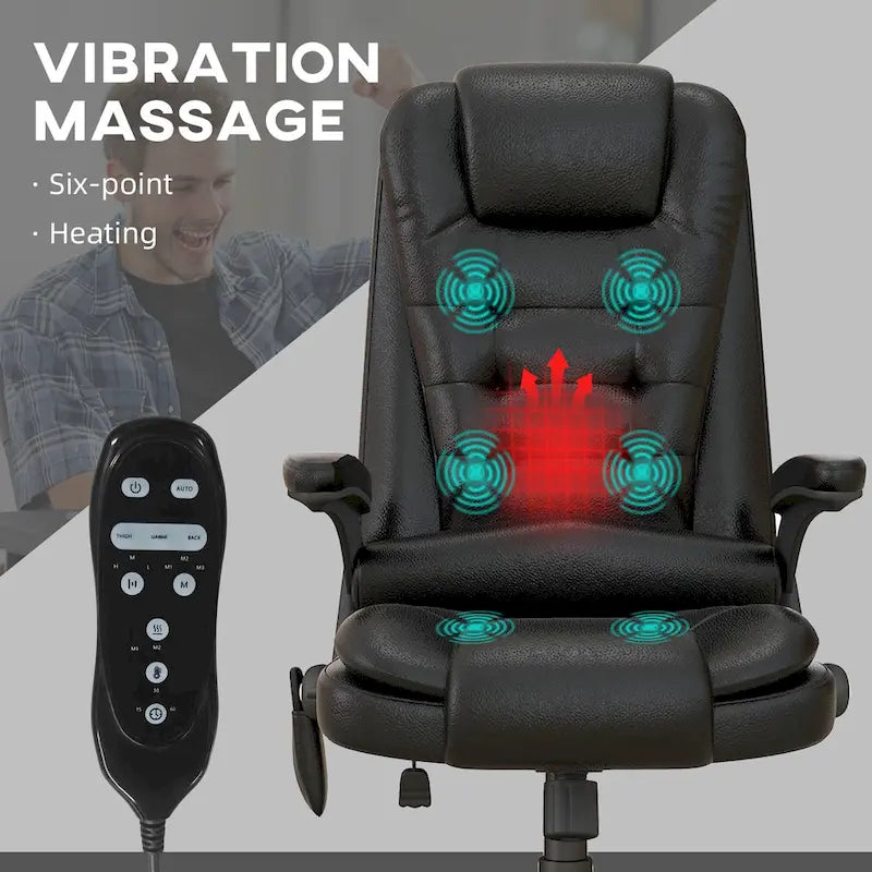Chaise de bureau de massage vibrant à dossier haut avec 6 points de massage