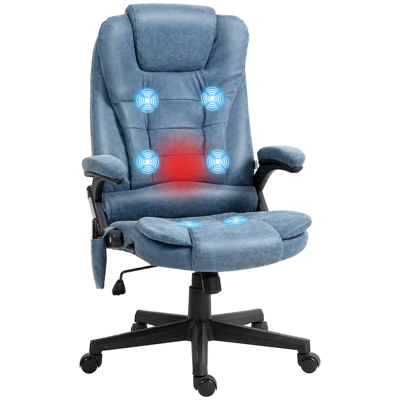 Chaise de bureau de massage vibrant à dossier haut avec 6 points de massage
