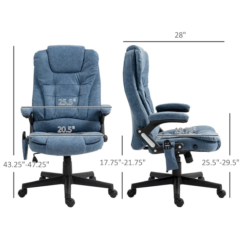 Chaise de bureau de massage vibrant à dossier haut avec 6 points de massage
