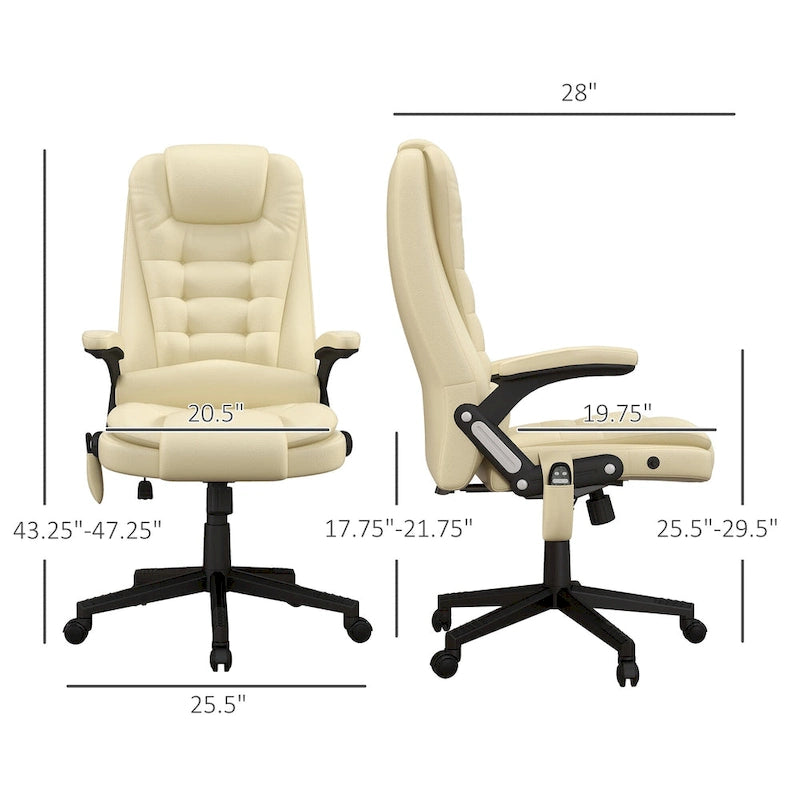 Chaise de bureau de massage vibrant à dossier haut avec 6 points de massage