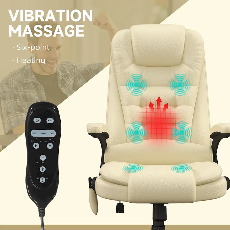 Chaise de bureau de massage vibrant à dossier haut avec 6 points de massage