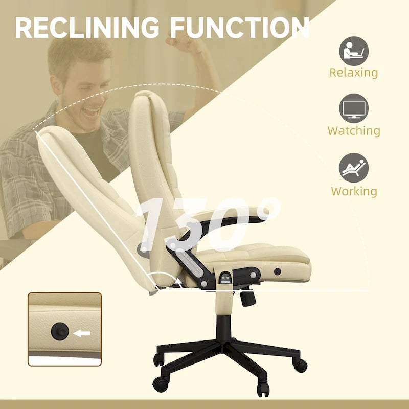 Chaise de bureau de massage vibrant à dossier haut avec 6 points de massage