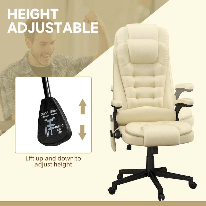 Chaise de bureau de massage vibrant à dossier haut avec 6 points de massage