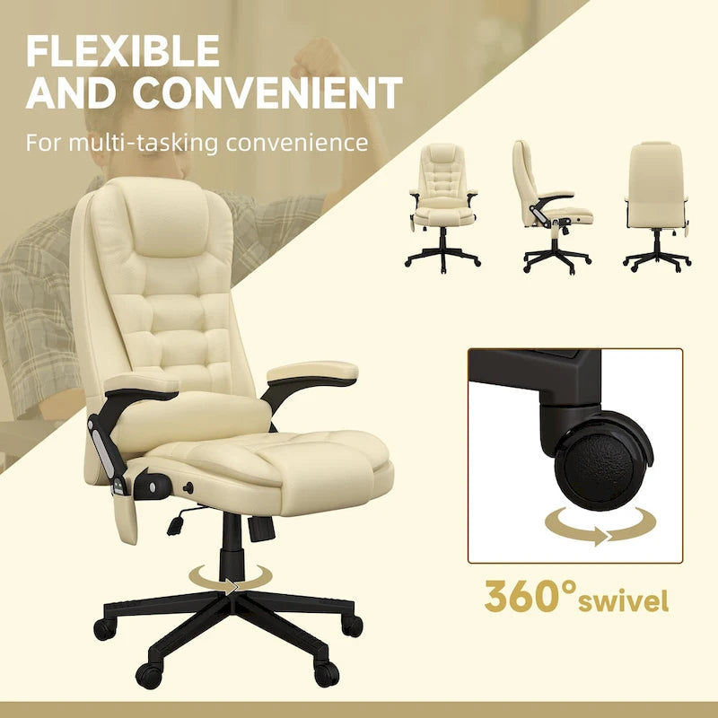 Chaise de bureau de massage vibrant à dossier haut avec 6 points de massage