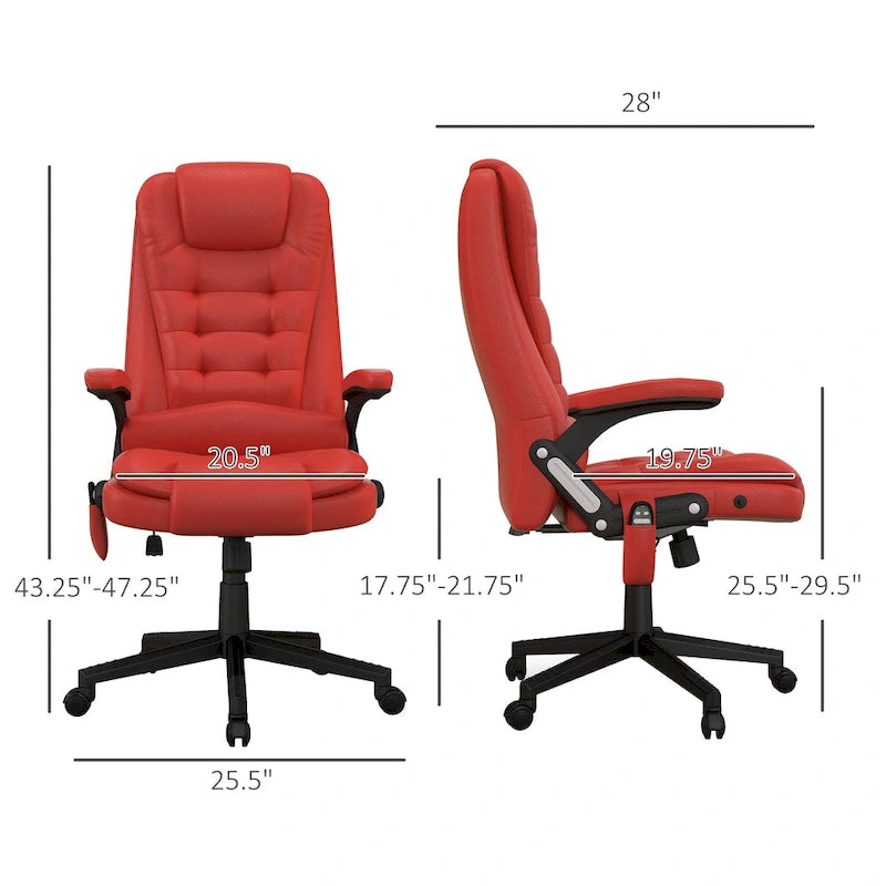 Chaise de bureau de massage vibrant à dossier haut avec 6 points de massage