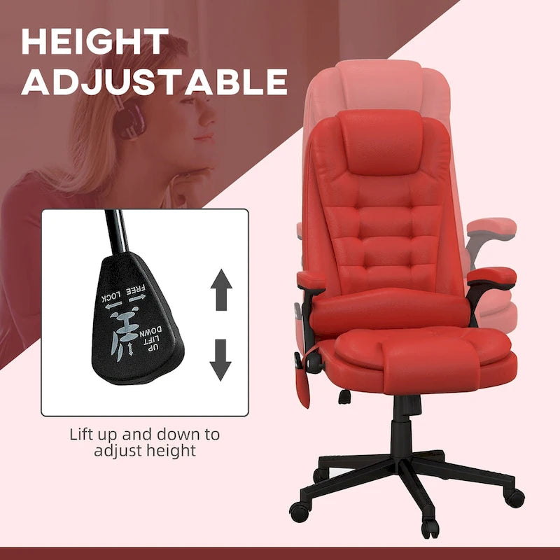 Chaise de bureau de massage vibrant à dossier haut avec 6 points de massage
