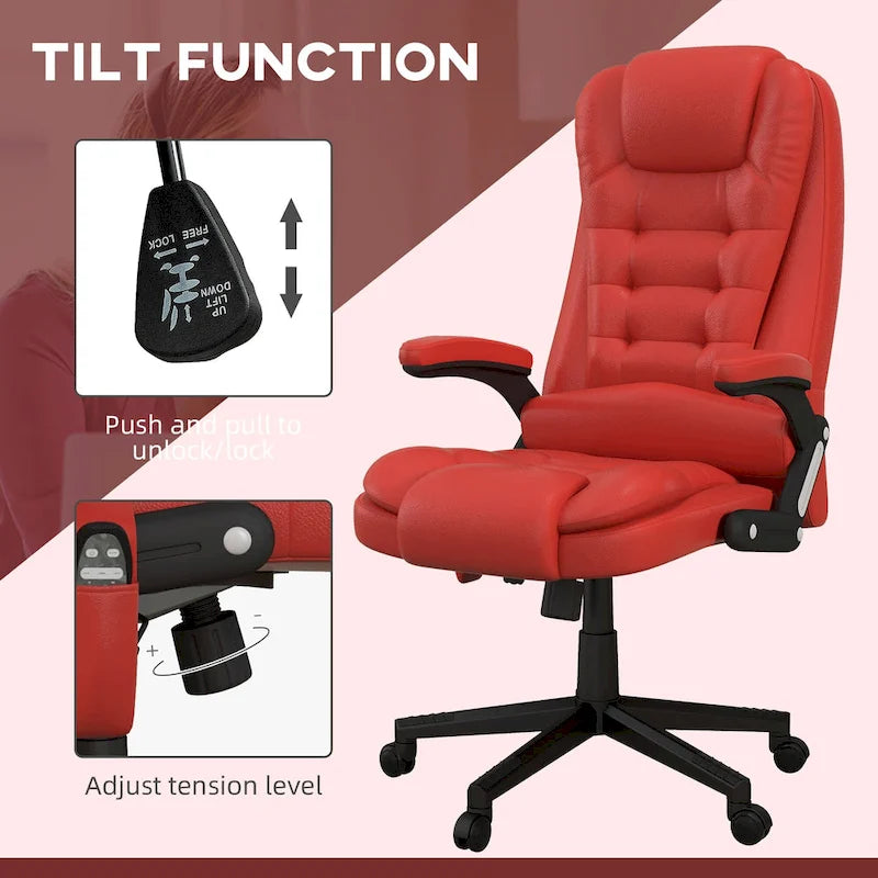 Chaise de bureau de massage vibrant à dossier haut avec 6 points de massage