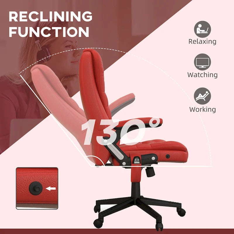 Chaise de bureau de massage vibrant à dossier haut avec 6 points de massage