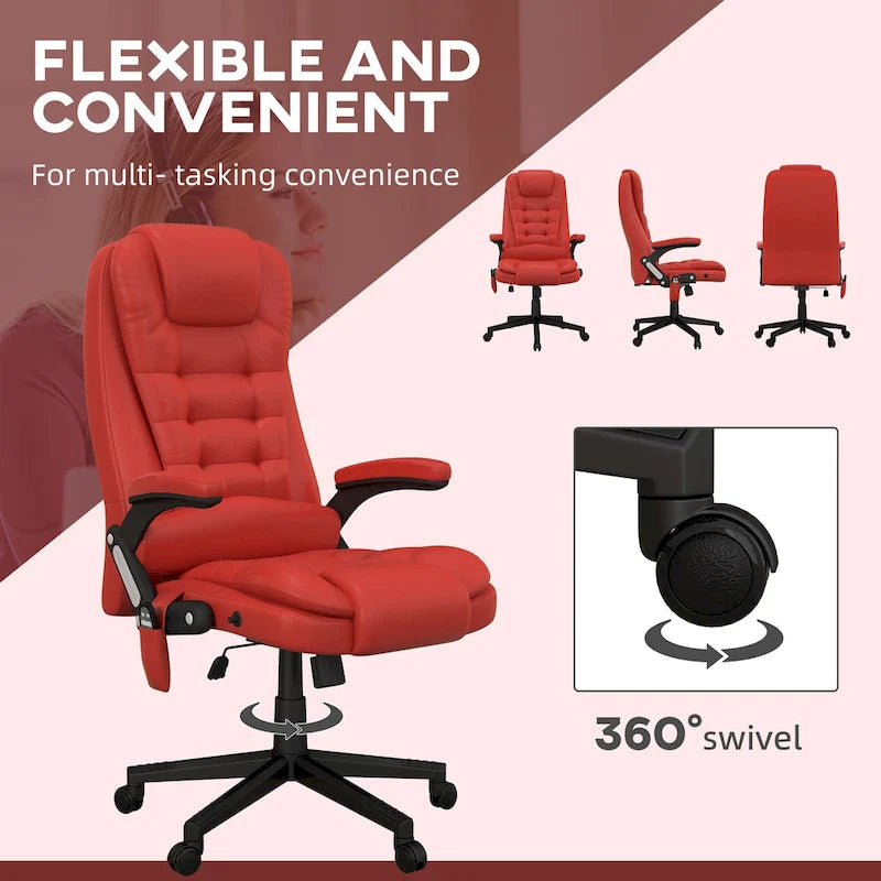 Chaise de bureau de massage vibrant à dossier haut avec 6 points de massage