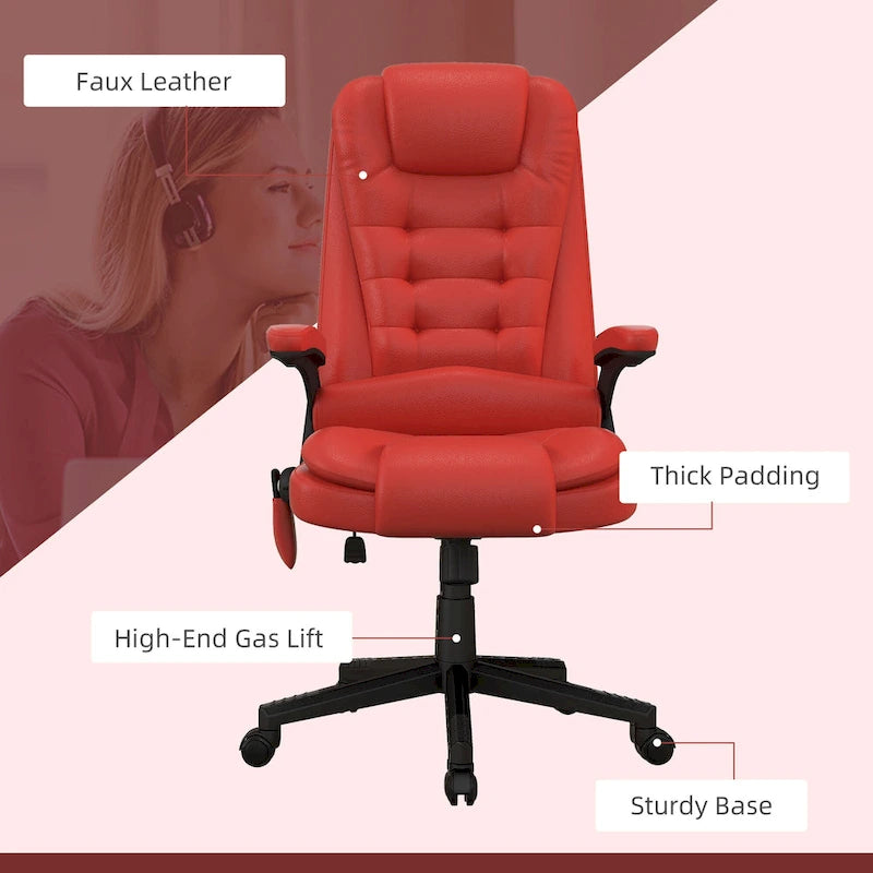 Chaise de bureau de massage vibrant à dossier haut avec 6 points de massage