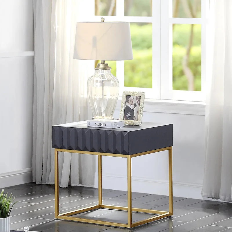 Bird Contemporary Steel 1-Drawer Accent Table by Furniture of America