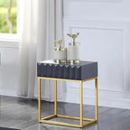 Table d'appoint Art déco avec tiroir – Cadre en acier doré