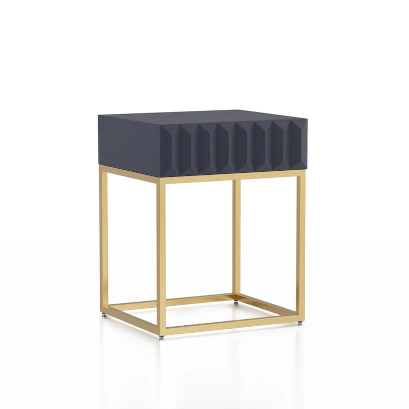 Table d'appoint Art déco avec tiroir – Cadre en acier doré