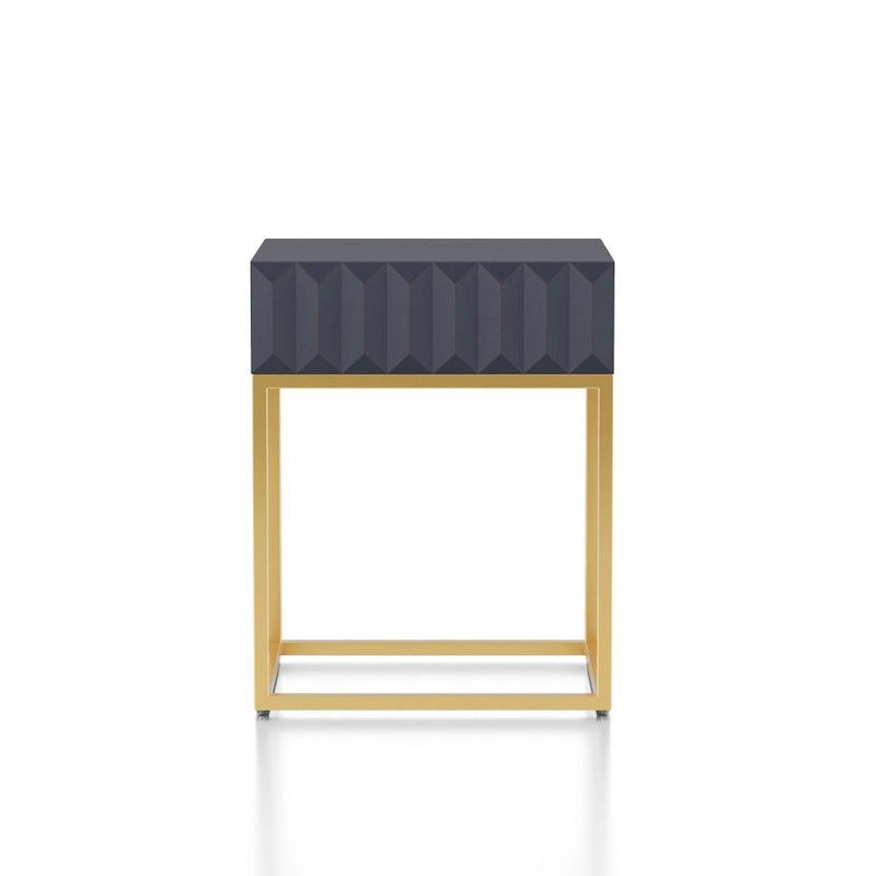 Table d'appoint Art déco avec tiroir – Cadre en acier doré