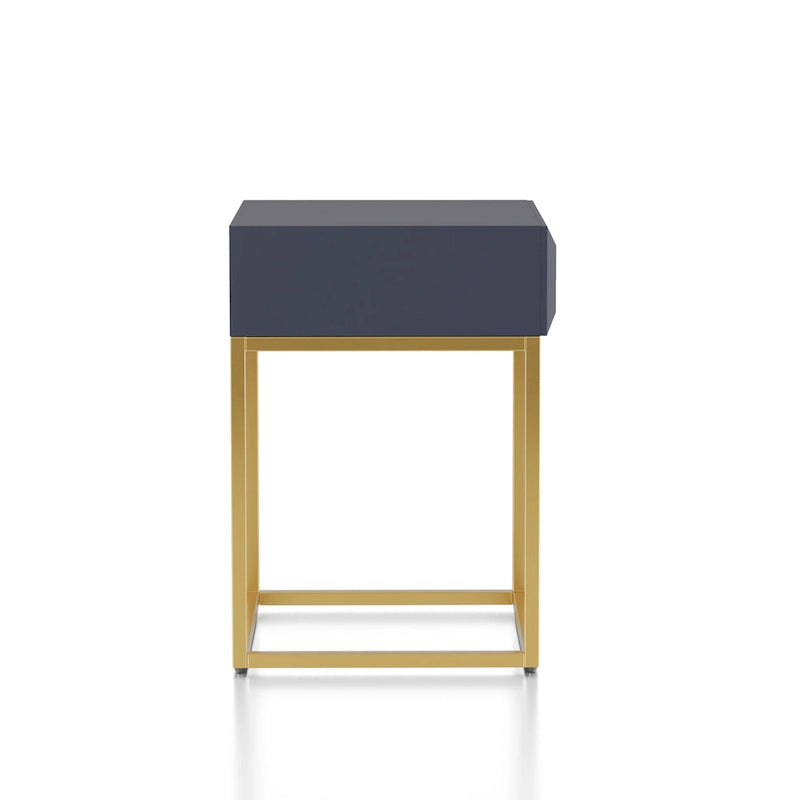Table d'appoint Art déco avec tiroir – Cadre en acier doré
