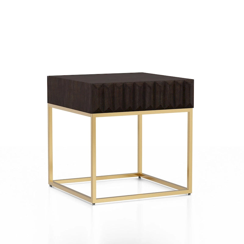 Table d'appoint Art déco avec tiroir – Cadre en acier doré