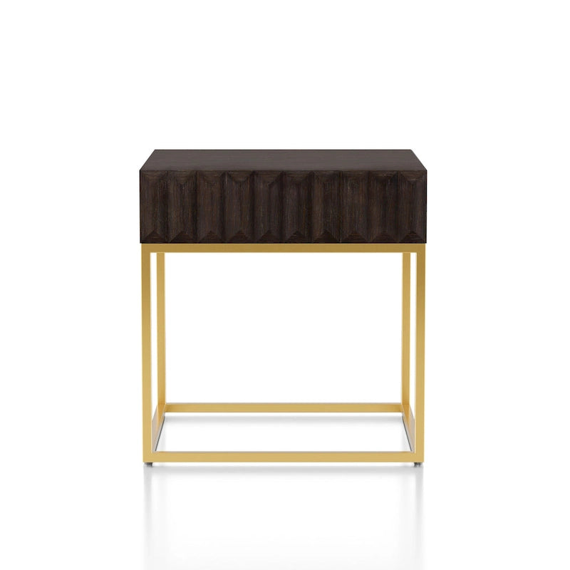 Table d'appoint Art déco avec tiroir – Cadre en acier doré