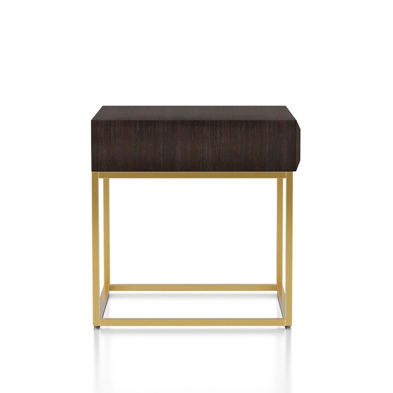Table d'appoint Art déco avec tiroir – Cadre en acier doré