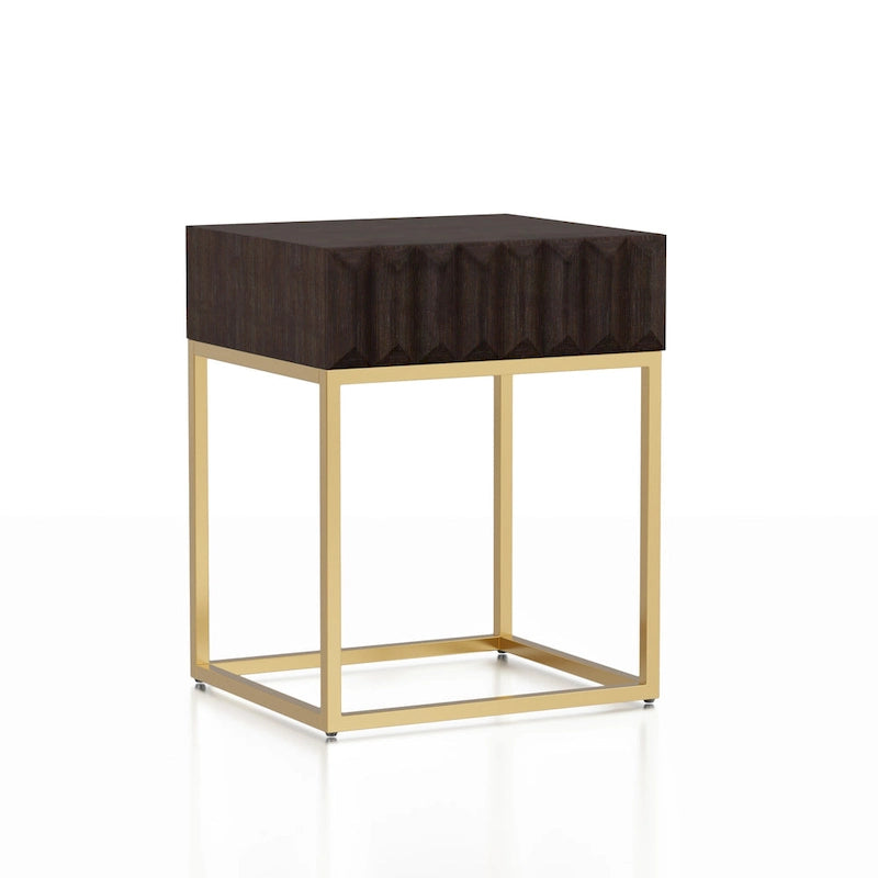 Table d'appoint Art déco avec tiroir – Cadre en acier doré