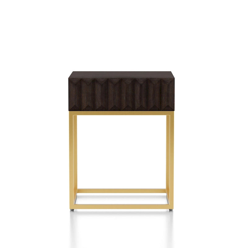 Table d'appoint Art déco avec tiroir – Cadre en acier doré