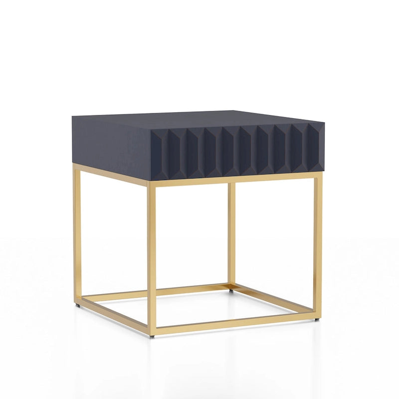 Table d'appoint Art déco avec tiroir – Cadre en acier doré