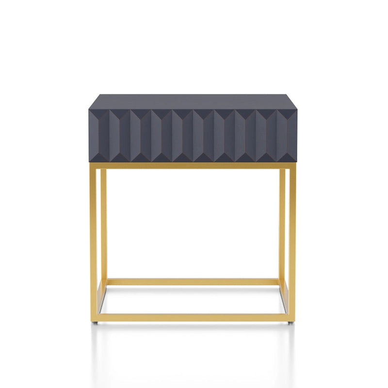 Table d'appoint Art déco avec tiroir – Cadre en acier doré
