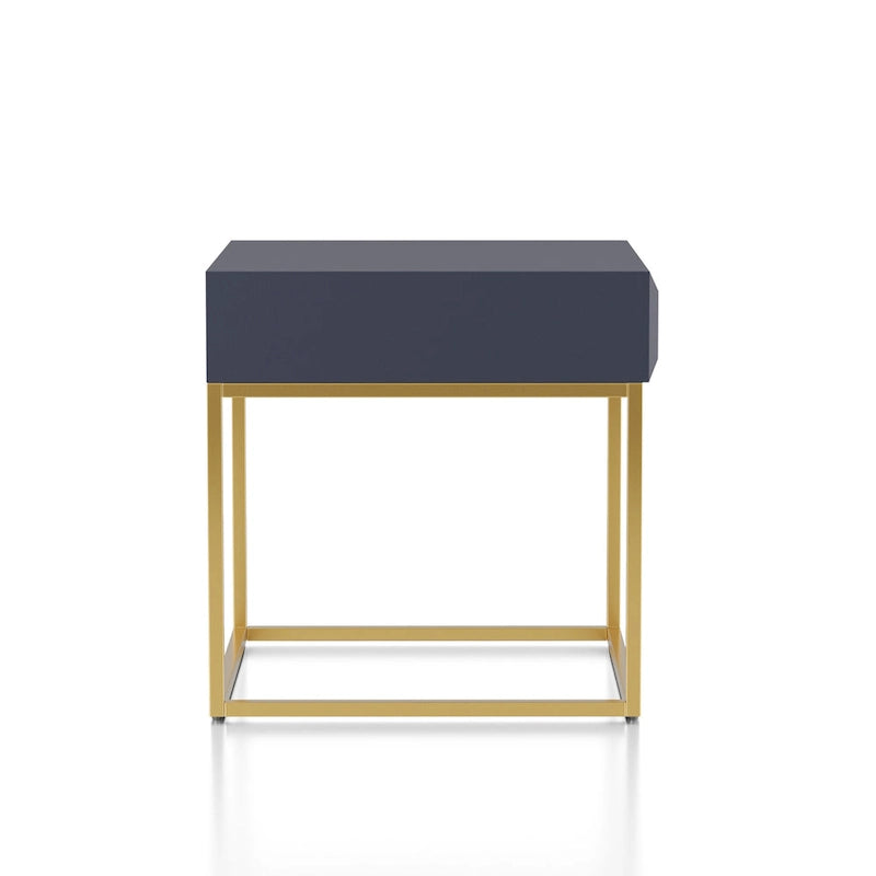 Table d'appoint Art déco avec tiroir – Cadre en acier doré