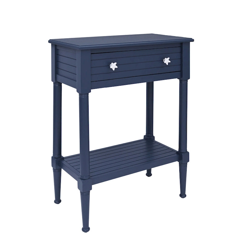 Table d'appoint côtière en bois avec tiroir et étagère inférieure