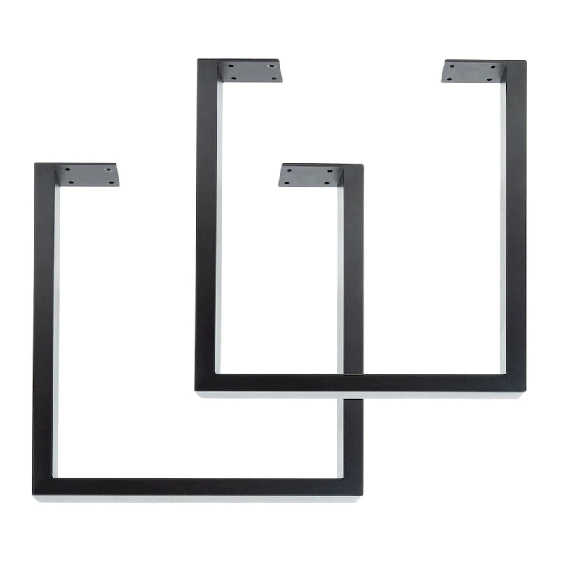 Pieds de table carrés en acier avec finition noir mat – Lot de 2