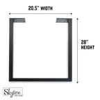Pieds de table carrés en acier avec finition noir mat – Lot de 2