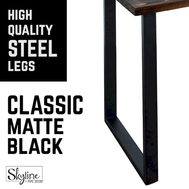 Pieds de table carrés en acier avec finition noir mat – Lot de 2