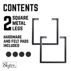 Pieds de table carrés en acier avec finition noir mat – Lot de 2