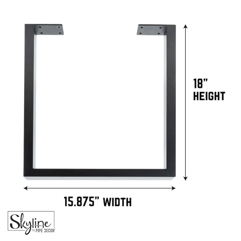 Pieds de table carrés en acier avec finition noir mat – Lot de 2