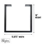 Pieds de table carrés en acier avec finition noir mat – Lot de 2