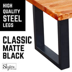 Pieds de table carrés en acier avec finition noir mat – Lot de 2
