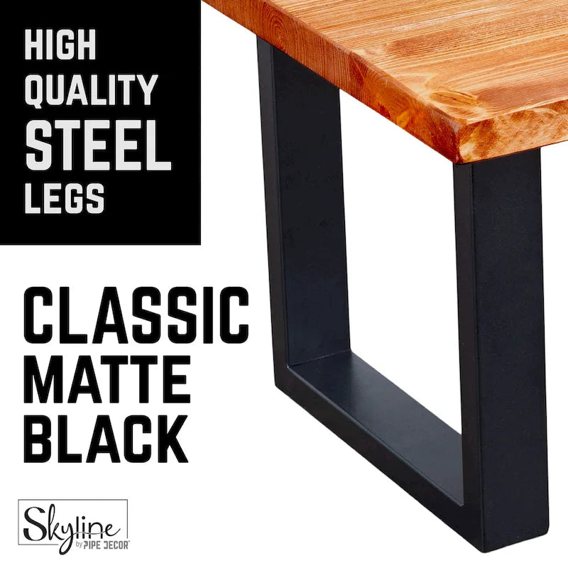 Pieds de table carrés en acier avec finition noir mat – Lot de 2