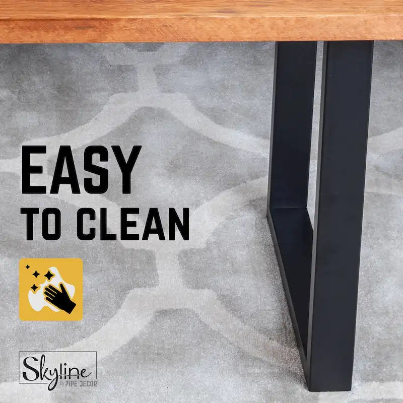 Pieds de table carrés en acier avec finition noir mat – Lot de 2