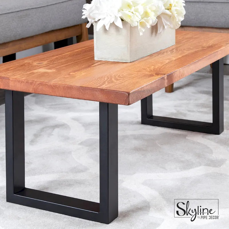 Pieds de table carrés en acier avec finition noir mat – Lot de 2