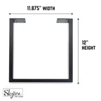 Pieds de table carrés en acier avec finition noir mat – Lot de 2