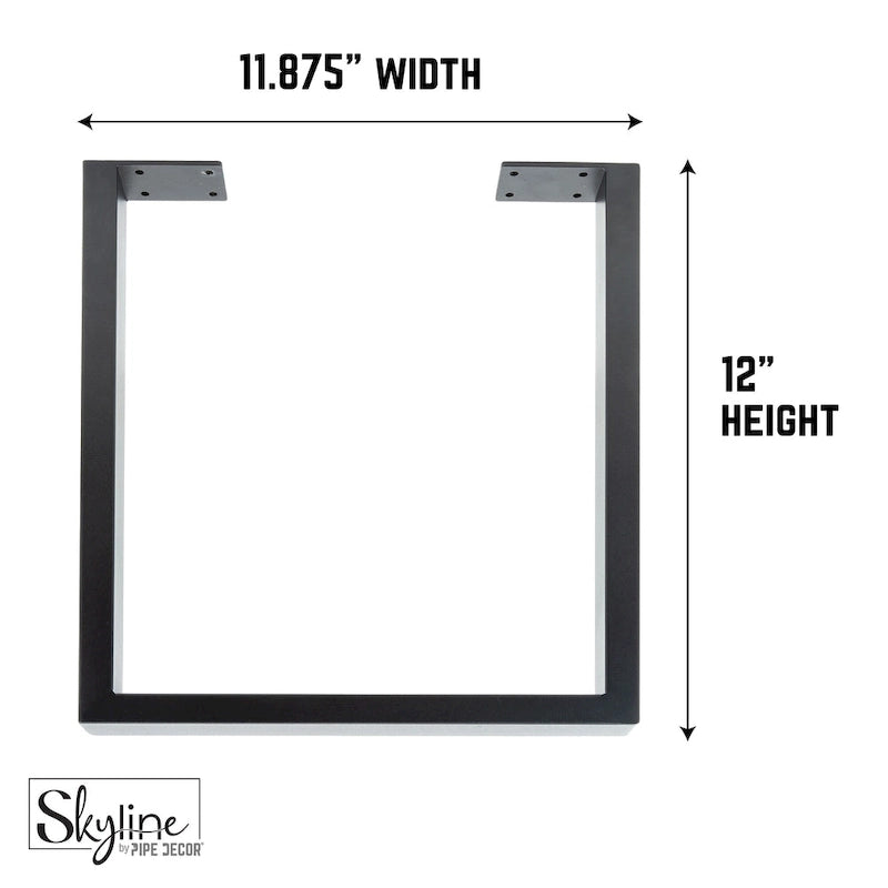 Pieds de table carrés en acier avec finition noir mat – Lot de 2