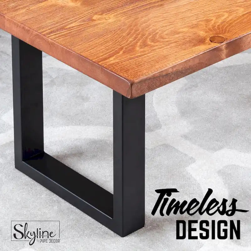 Pieds de table carrés en acier avec finition noir mat – Lot de 2