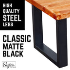 Pieds de table carrés en acier avec finition noir mat – Lot de 2
