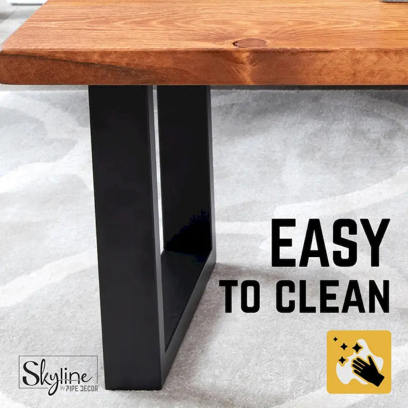 Pieds de table carrés en acier avec finition noir mat – Lot de 2