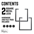 Pieds de table carrés en acier avec finition noir mat – Lot de 2