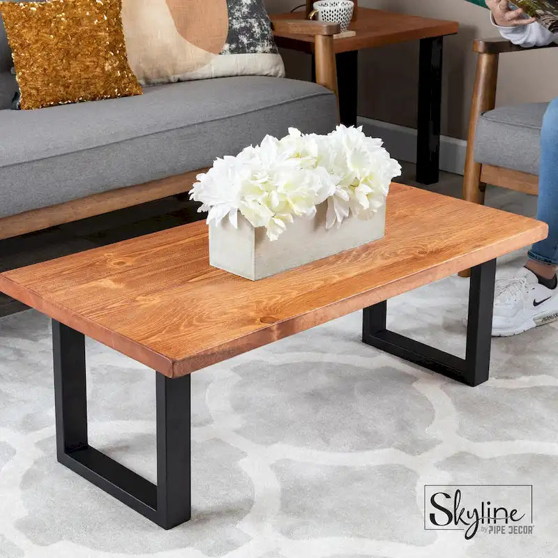 Pieds de table carrés en acier avec finition noir mat – Lot de 2